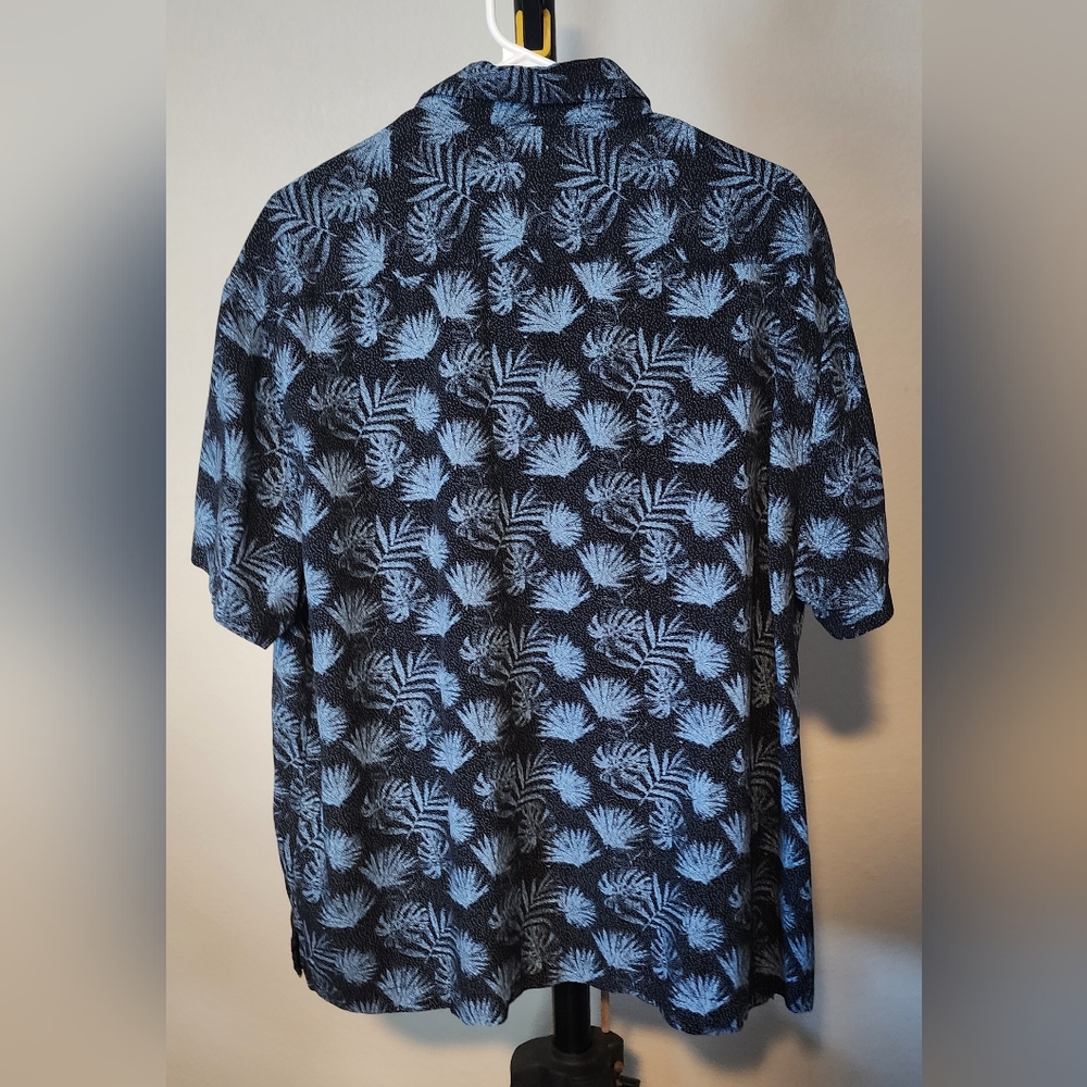 Nat Nast Luxury Originals XL Blue Palm Leaf Button Up Shirt Silk Blend Hawaiian - Picture 2 of 4